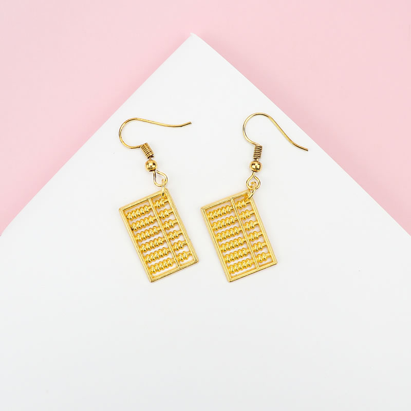 Fashion Gold Resin Abacus Hollow Earrings