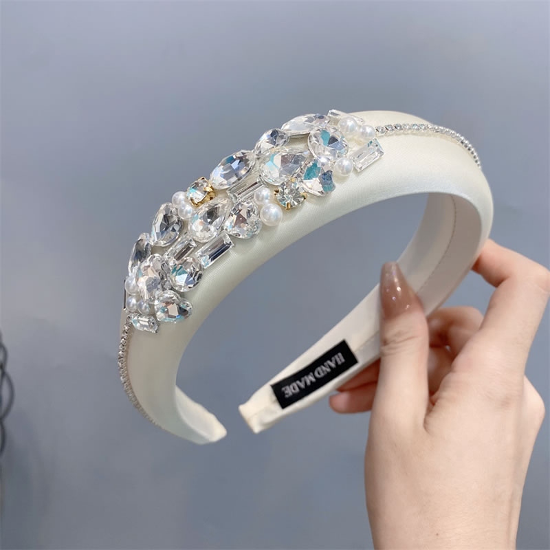 Fashion Off-white Full Of Diamonds Geometric Diamond Headband