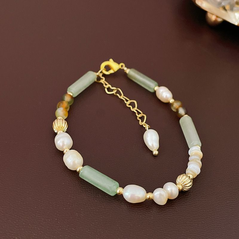 Fashion 18# Bracelet - Green (freshwater Pearl) Geometric Jade Beaded Bracelet