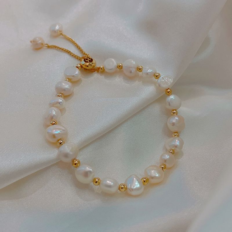 Fashion 37# Bracelet - White - Freshwater Pearl Geometric Pearl Beaded Bracelet