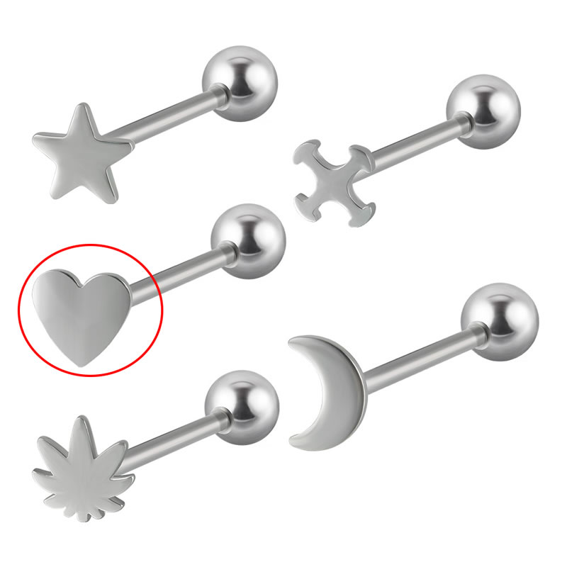 Fashion Steel Heart Stainless Steel Geometric Piercing Tongue Nail