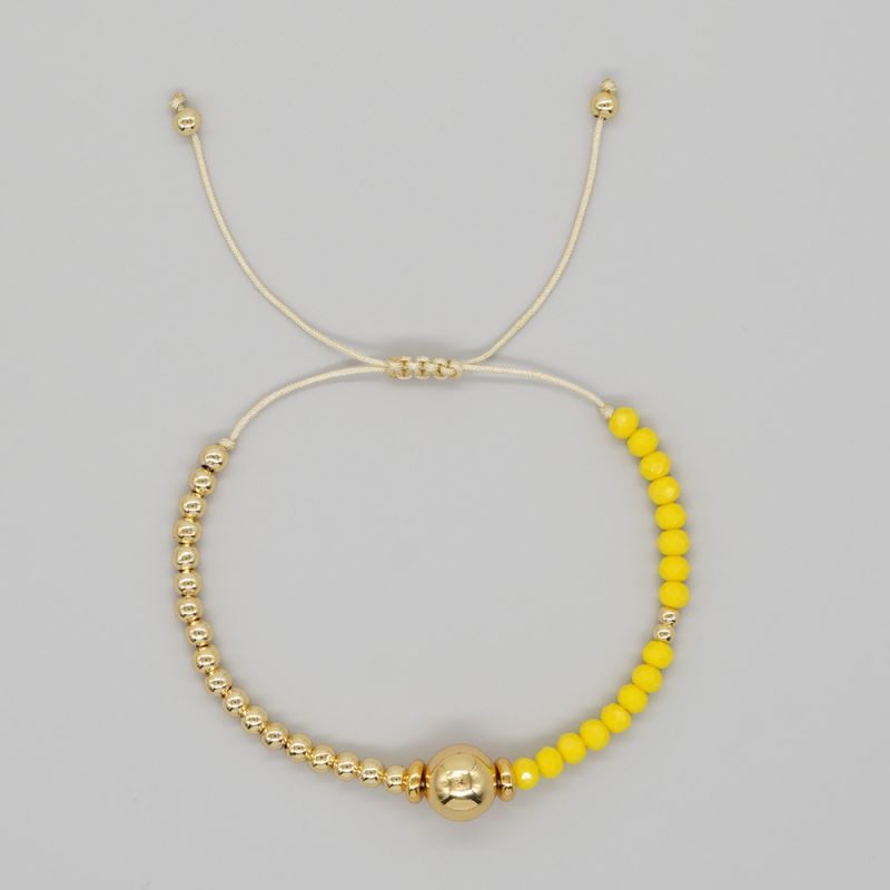 Fashion Yellow Crystal Bead Copper Bead Beaded Bracelet