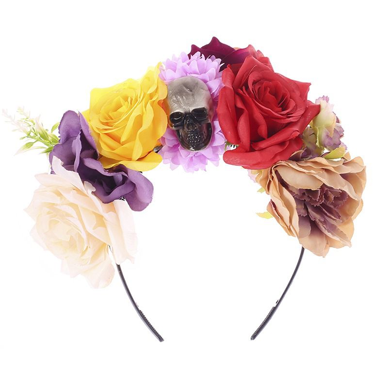 Fashion 14# Fabric Flower Skull Headband