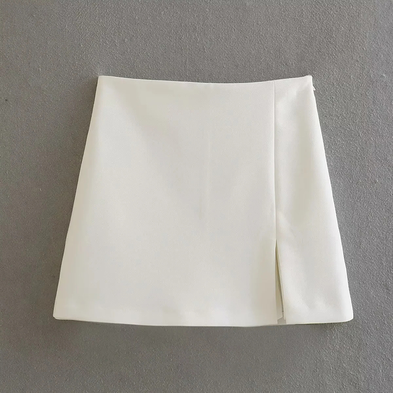 Fashion White Polyester Slit Culottes