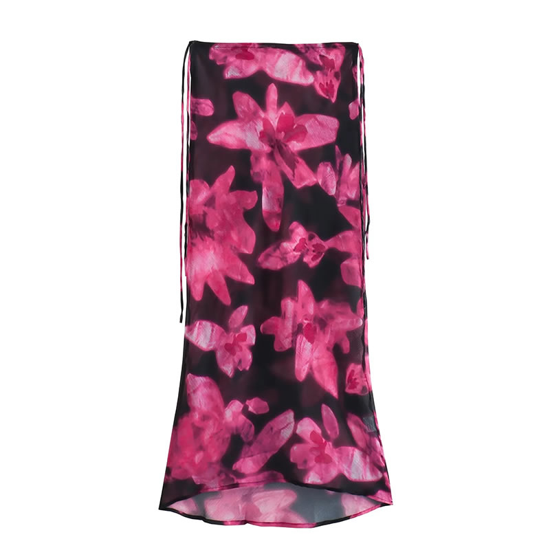 Fashion Color Silk Satin Printed Skirt