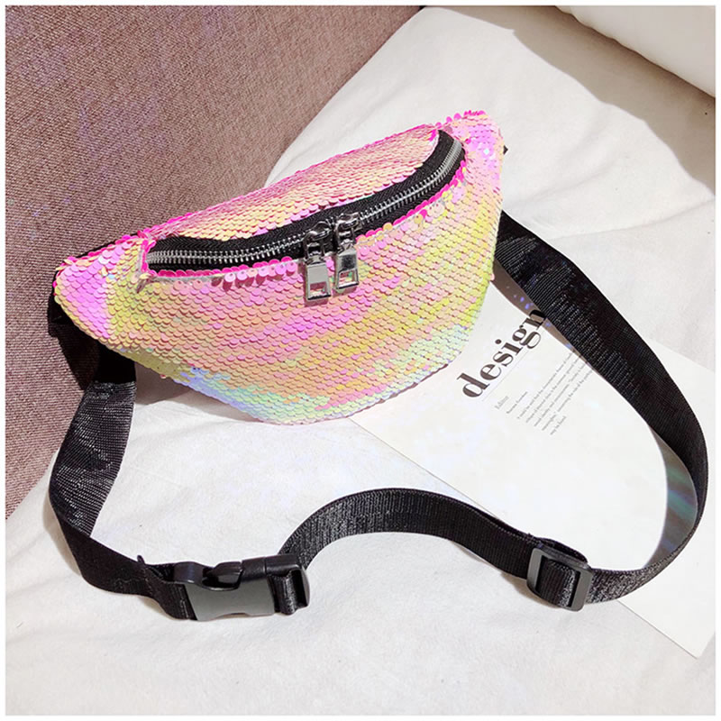 Fashion Pink Laser Sequin Large Capacity Messenger Bag