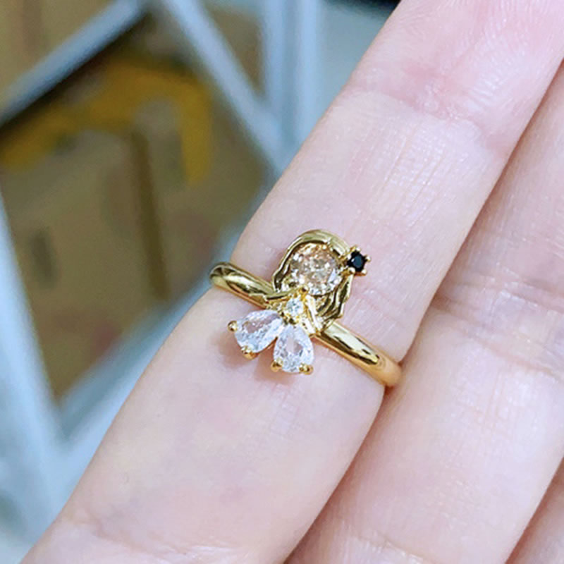 Fashion 9# Gold Plated Copper Zirconia Princess Ring