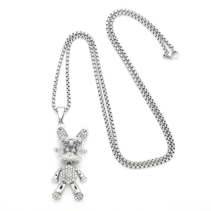 Fashion Rabbit Alloy Diamond Rabbit Men's Necklace