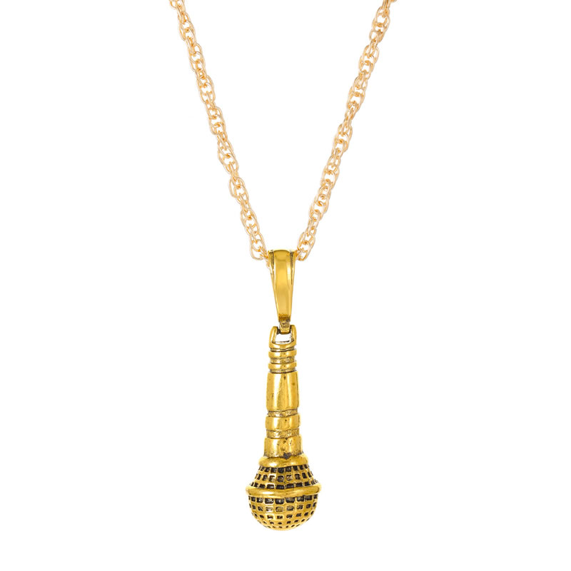 Fashion Ancient Gold Tuba 8401 Alloy Stereo Microphone Men's Necklace