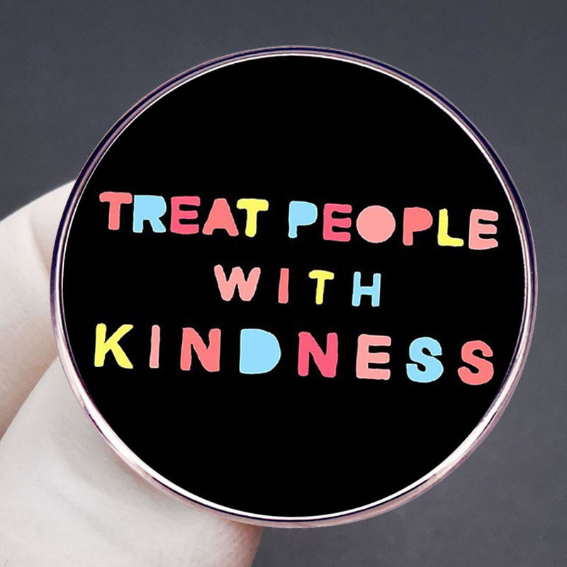 Fashion Treat Others Well Metallic Colorful Alphabet Circle Brooch