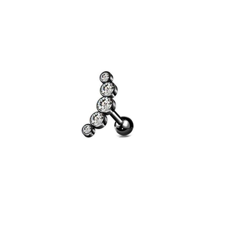 Fashion Black Single Stainless Steel Diamond Geometric Piercing Stud Earrings (single)