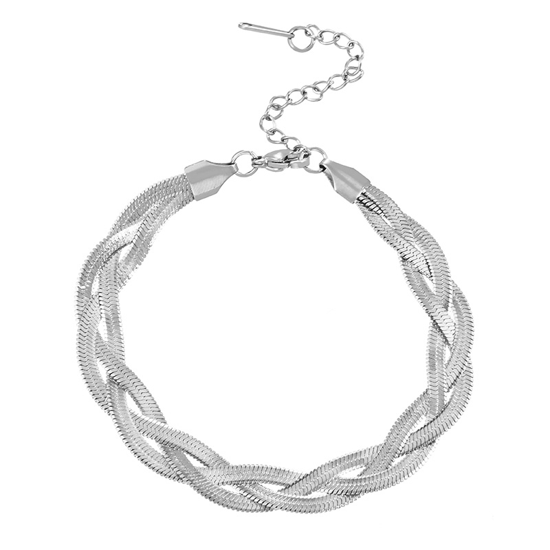 Fashion Silver Titanium Steel Snake Chain Twist Wrap Bracelet
