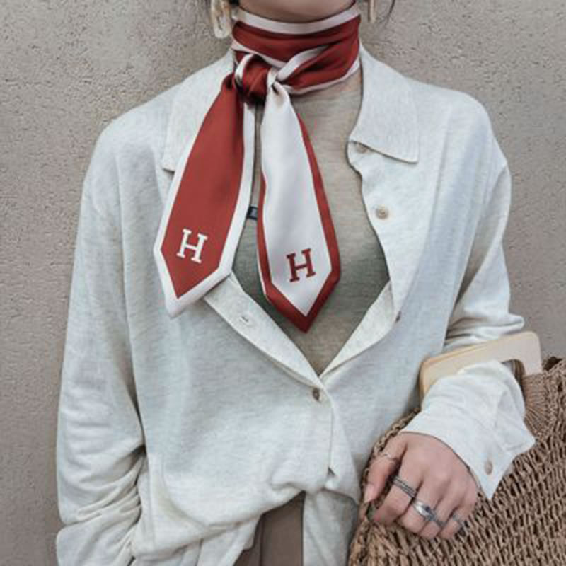 Fashion Red Cotton And Linen Printed Scarf