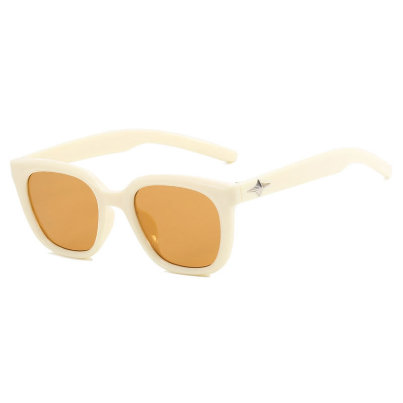 Fashion Rice White Tea Ac Cat Eye Large Frame Sunglasses