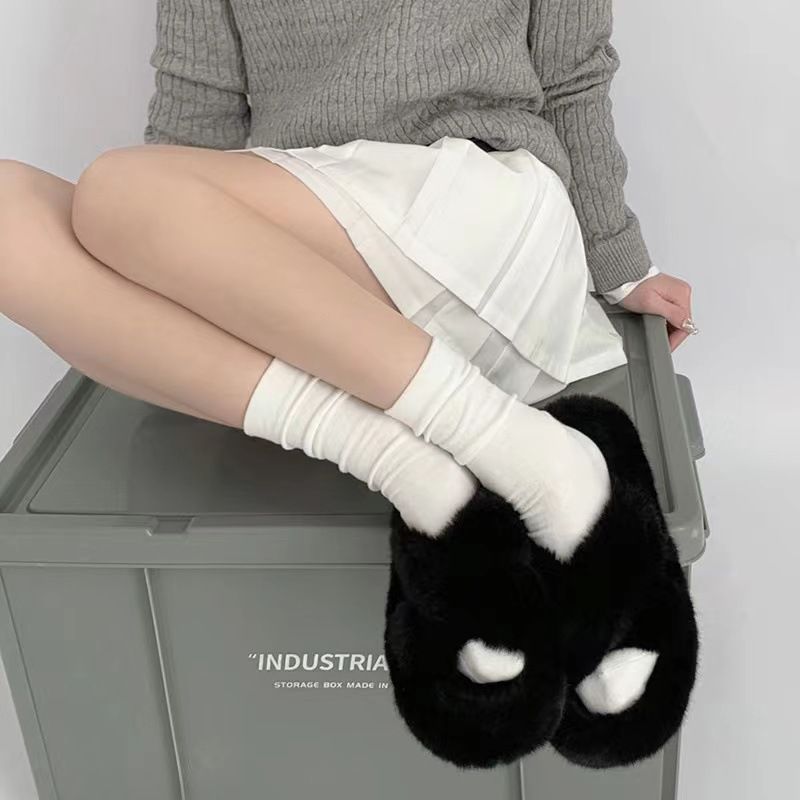Fashion Pure White Cotton Mid-cut Stacking Socks