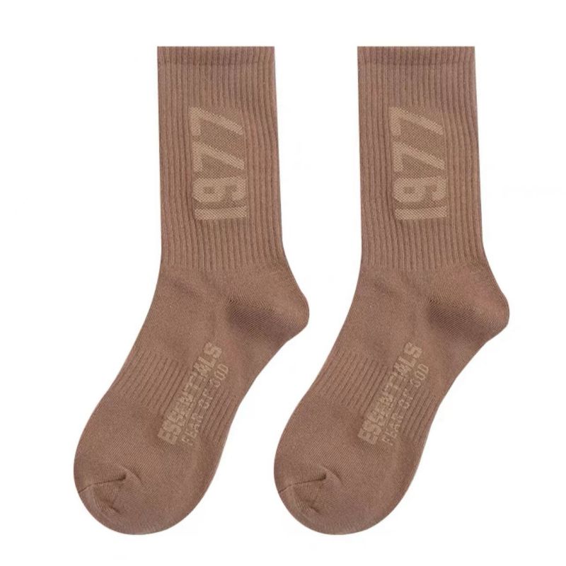 Fashion Coffee Color Cotton Numerals & Letters Embroidered Socks