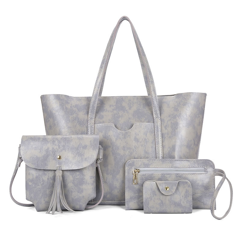 Fashion Grey Pu Large Capacity Single Shoulder Messenger Bag