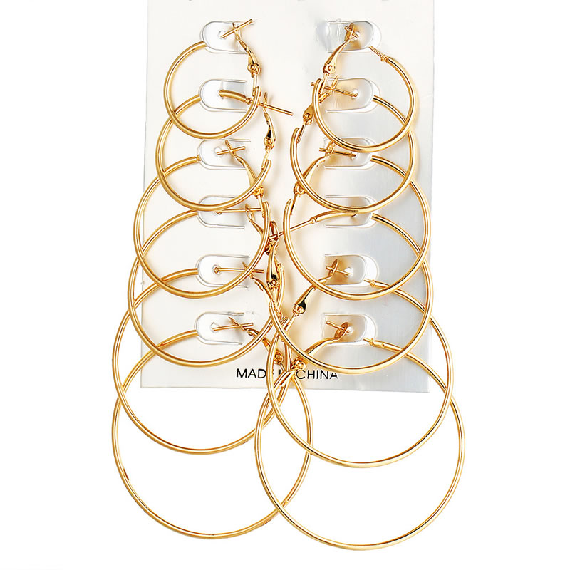 Fashion Gold Alloy Geometric Round Earring Set