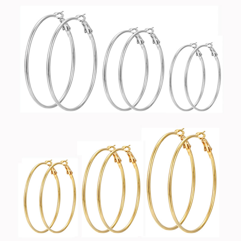 Fashion Gold And Silver Alloy Geometric Round Earring Set