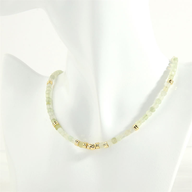 Fashion New Mountain Jade Semi-precious Beaded Geometric Necklace