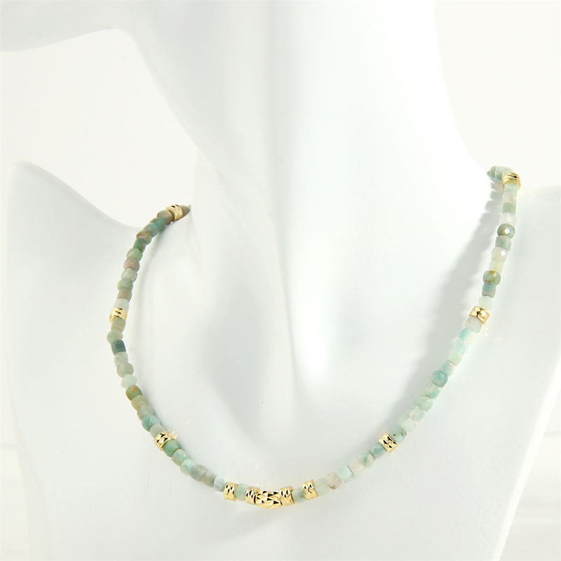 Fashion Tianhe Stone Semi-precious Beaded Geometric Necklace