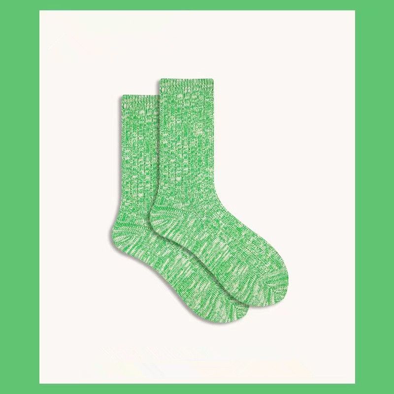 Fashion Green Snow Pattern Chunky-knit Mid-calf Socks