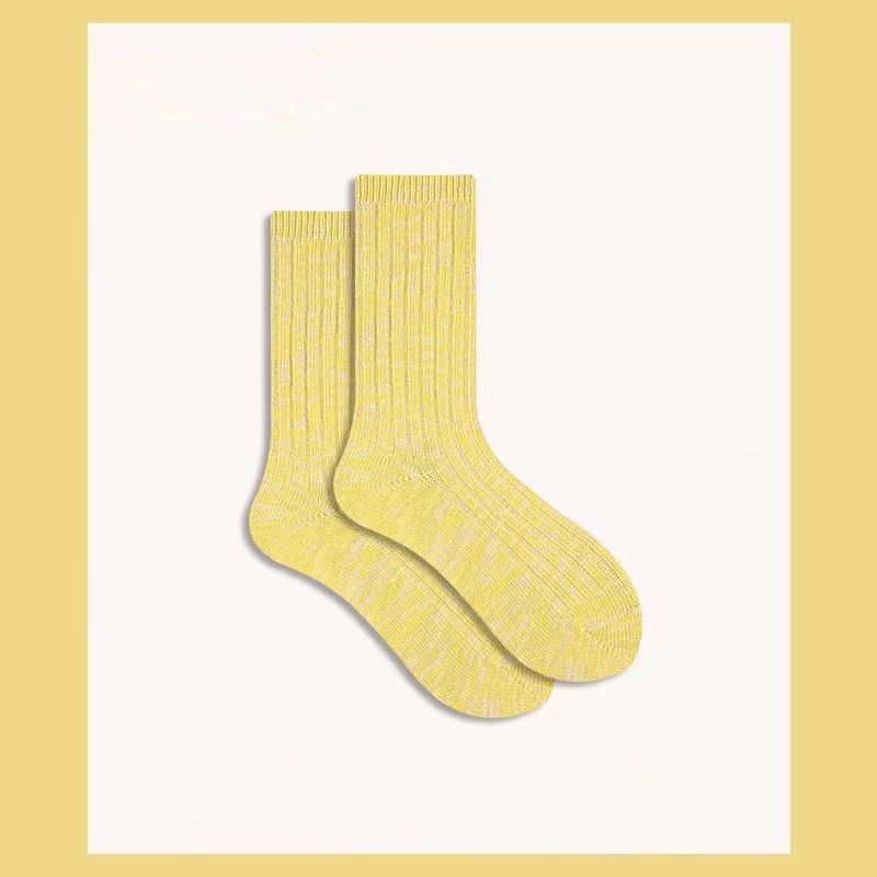 Fashion Yellow Snow Pattern Chunky-knit Mid-calf Socks