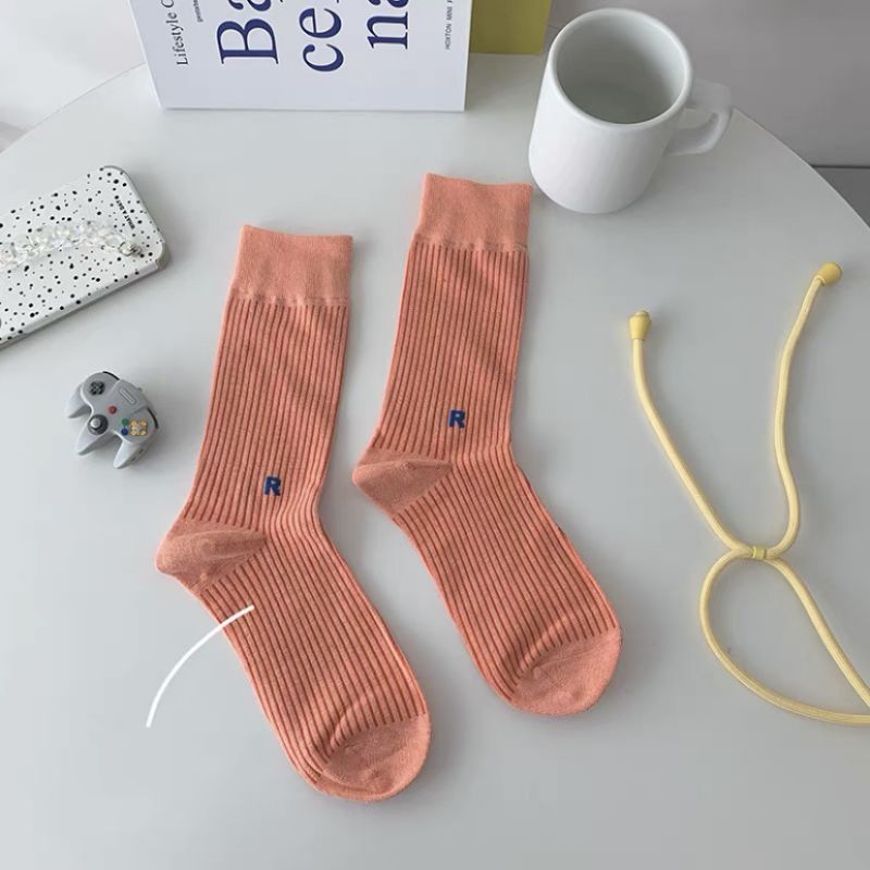 Fashion R Orange Cotton Alphabet Socks