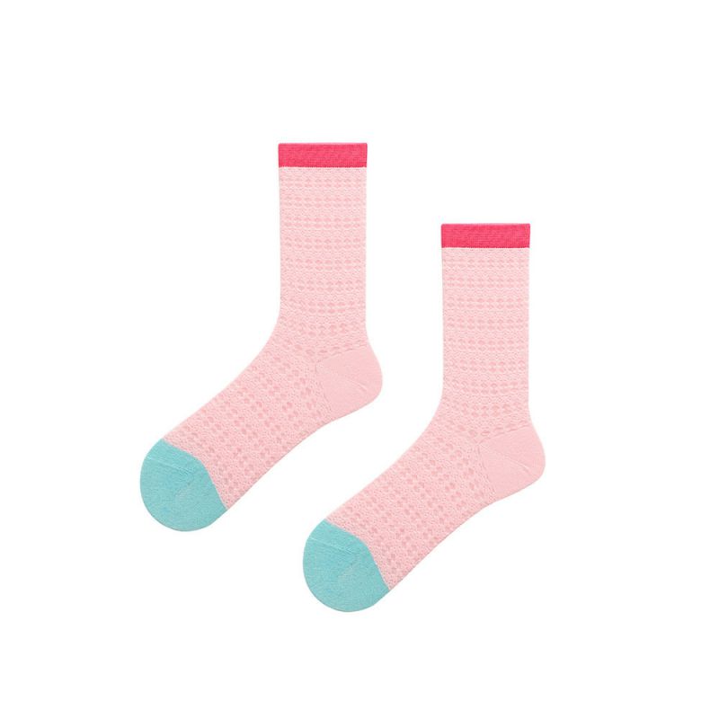 Fashion Pink Cotton Colorblock Socks