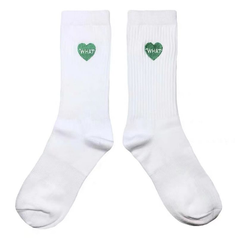 Fashion Green Heart Cotton Heart Embroidered Socks