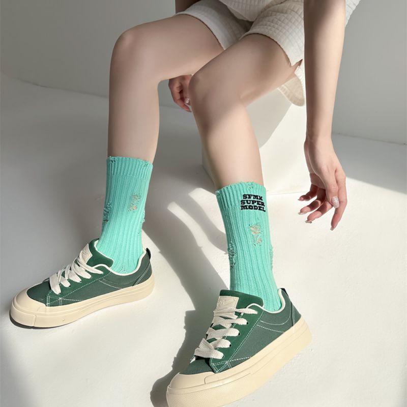 Fashion Green Cotton Monogrammed Socks
