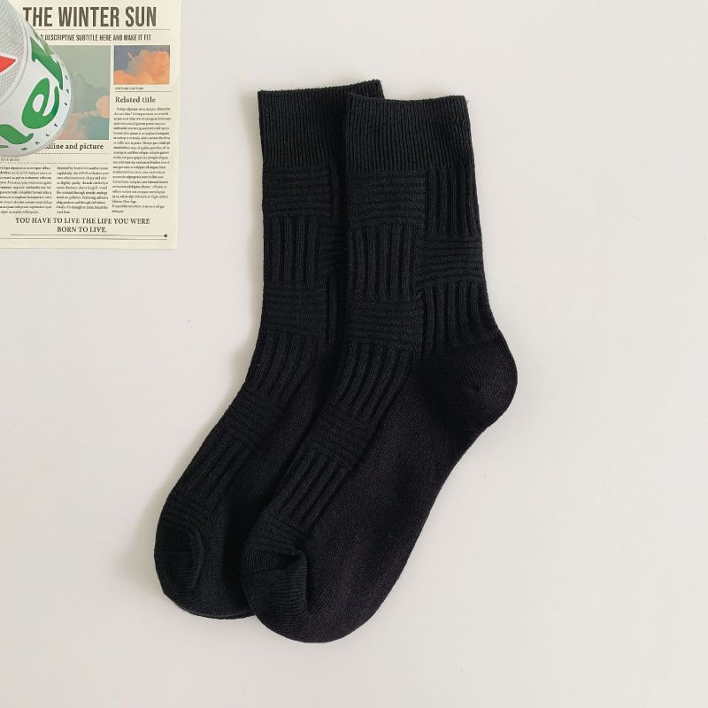 Fashion Black Textured Cotton Socks