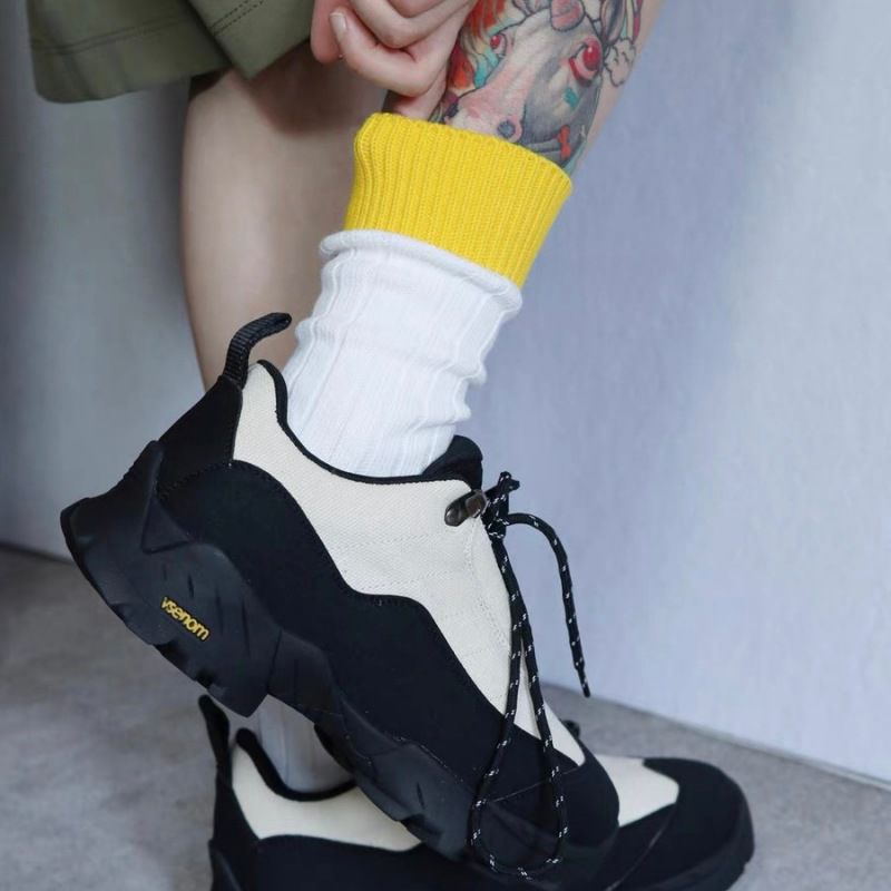 Fashion Yellow Cotton Panel Colorblock Socks