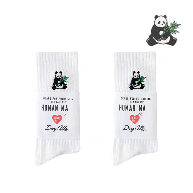 Fashion White Panda Embroidered Socks