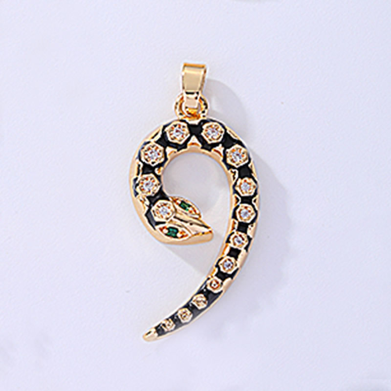 Fashion 9 Copper Inlaid Diamond Drip Oil Snake Number Pendant