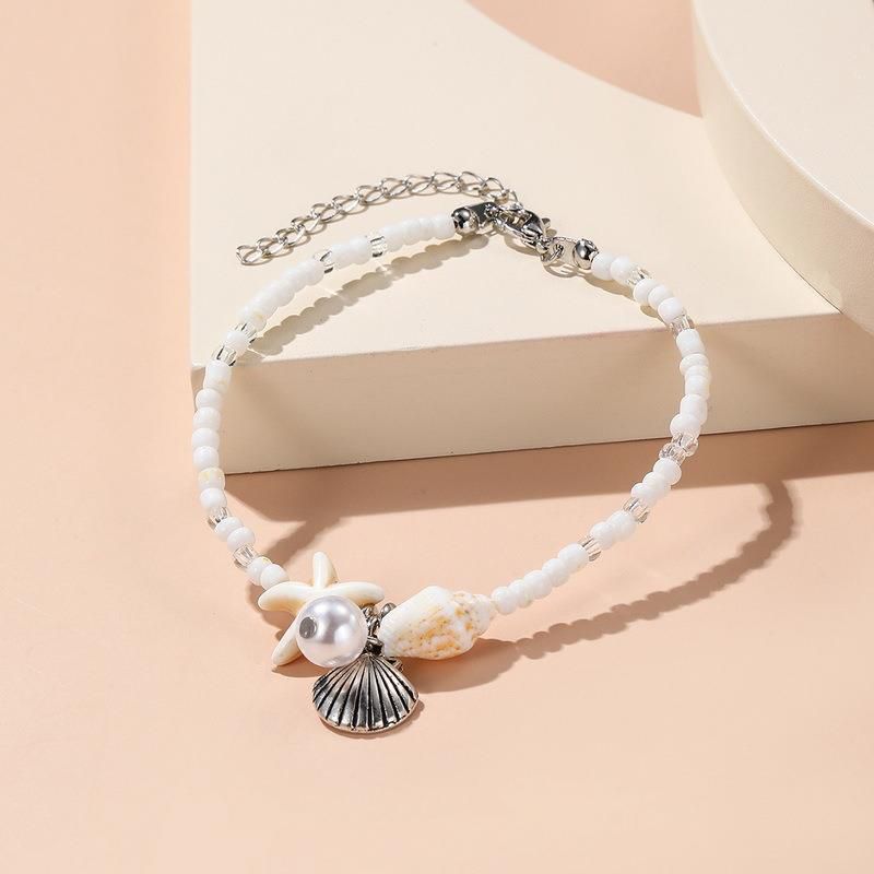 Fashion 3# Rice Bead Beaded Seashell Starfish Pearl Bracelet