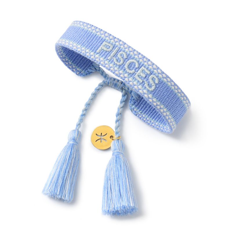 Fashion Pisces- Pisces Polyester Embroidered Zodiac Letter Braided Bracelet