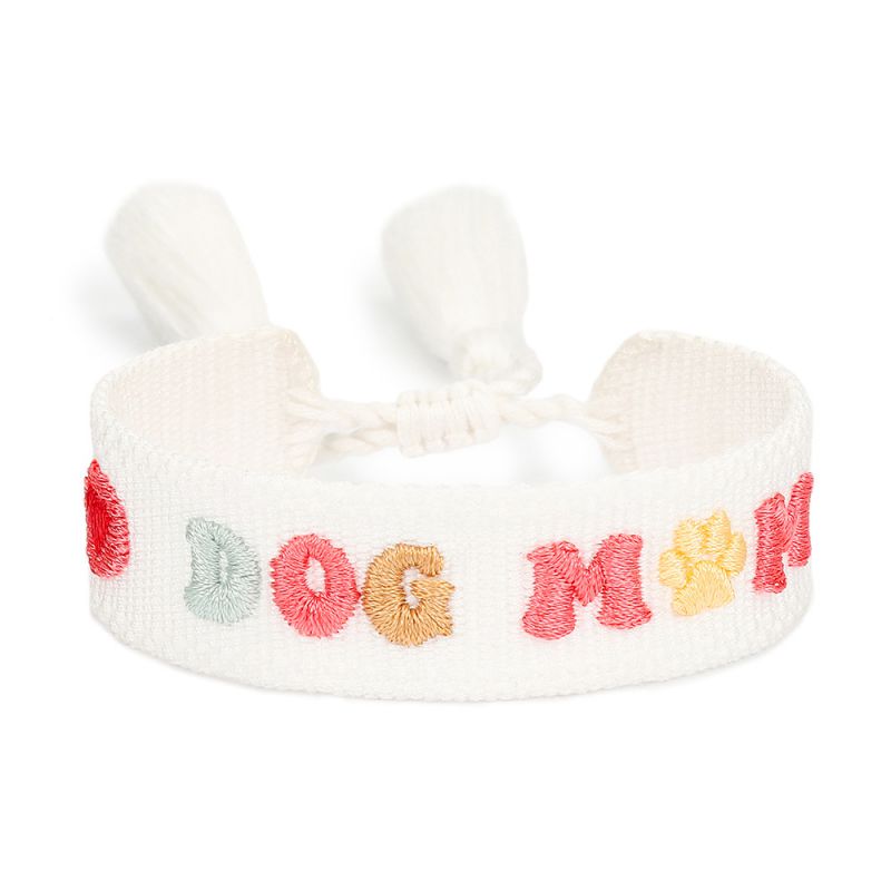 Fashion El35-dog Mom Polyester Embroidered Letter Braided Bracelet