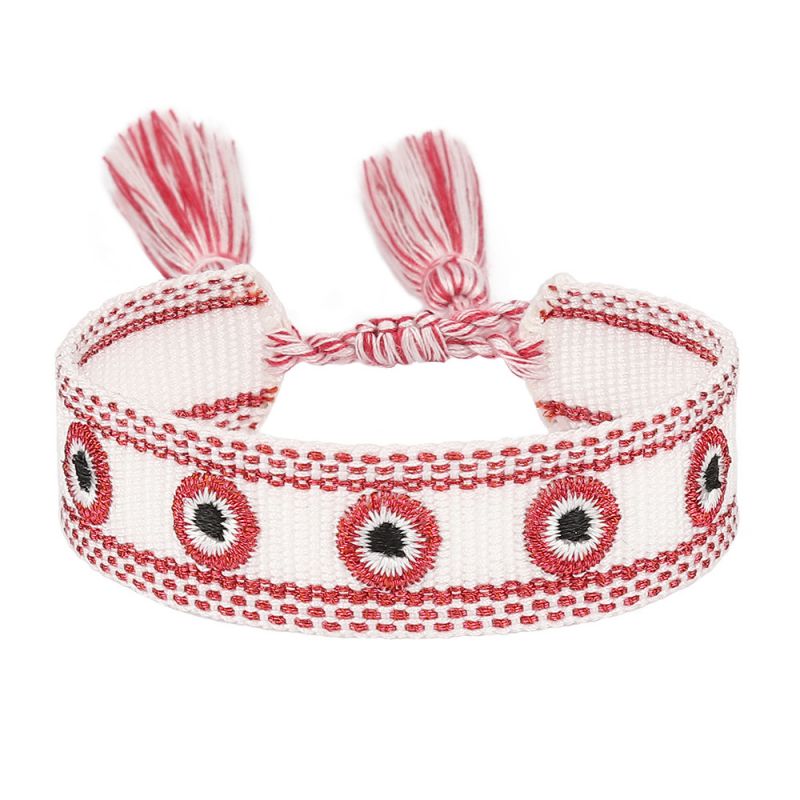 Fashion 180-red Gold Polyester Eye Embroidery Braided Bracelet