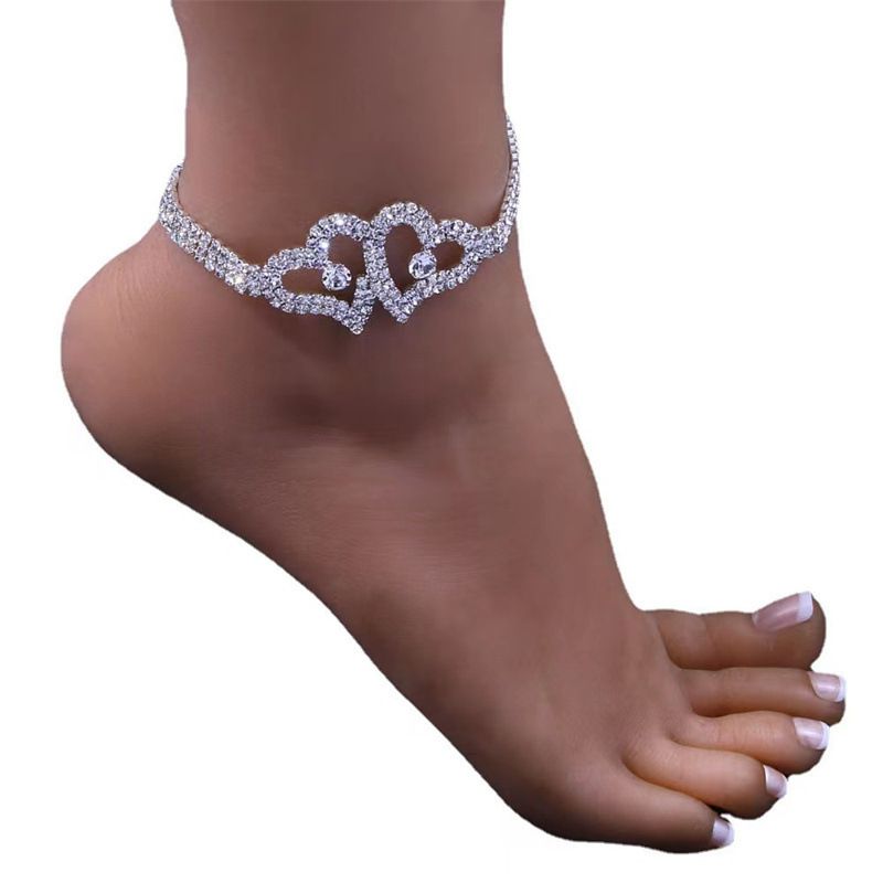 Fashion 9# Alloy Diamond Heart Anklet