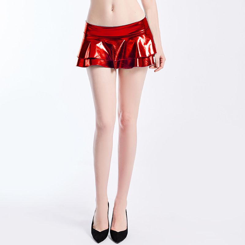 Fashion Red Bronzing Double Layer Skirt