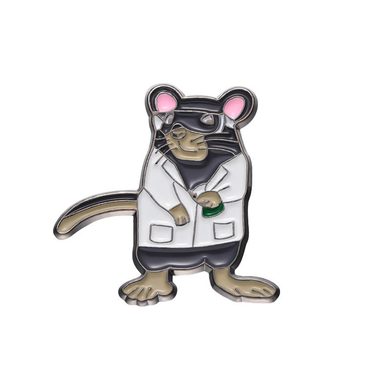 Fashion Mouse Cartoon Lab Rat Metal Brooch