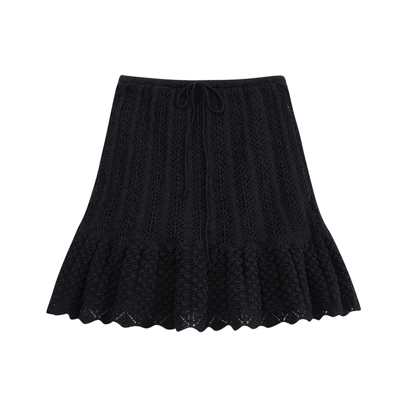 Fashion Black Skirt Jacquard Mesh And Knitted Skirt