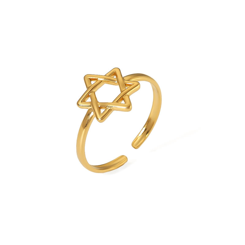Fashion Twenty Two# Stainless Steel Geometric Star Split Ring