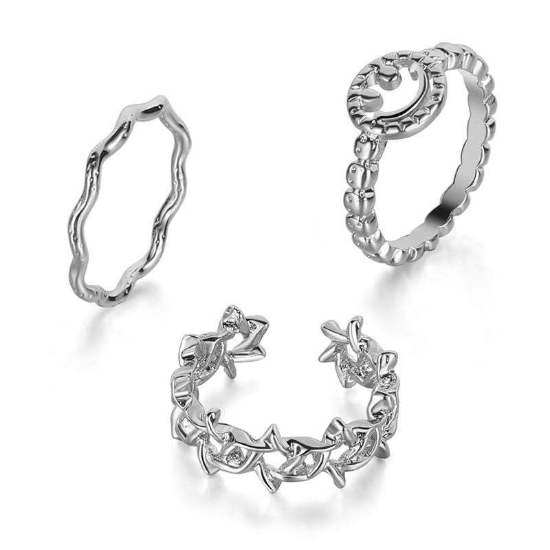 Fashion 16# Alloy Geometric Smiley Face Ring Set