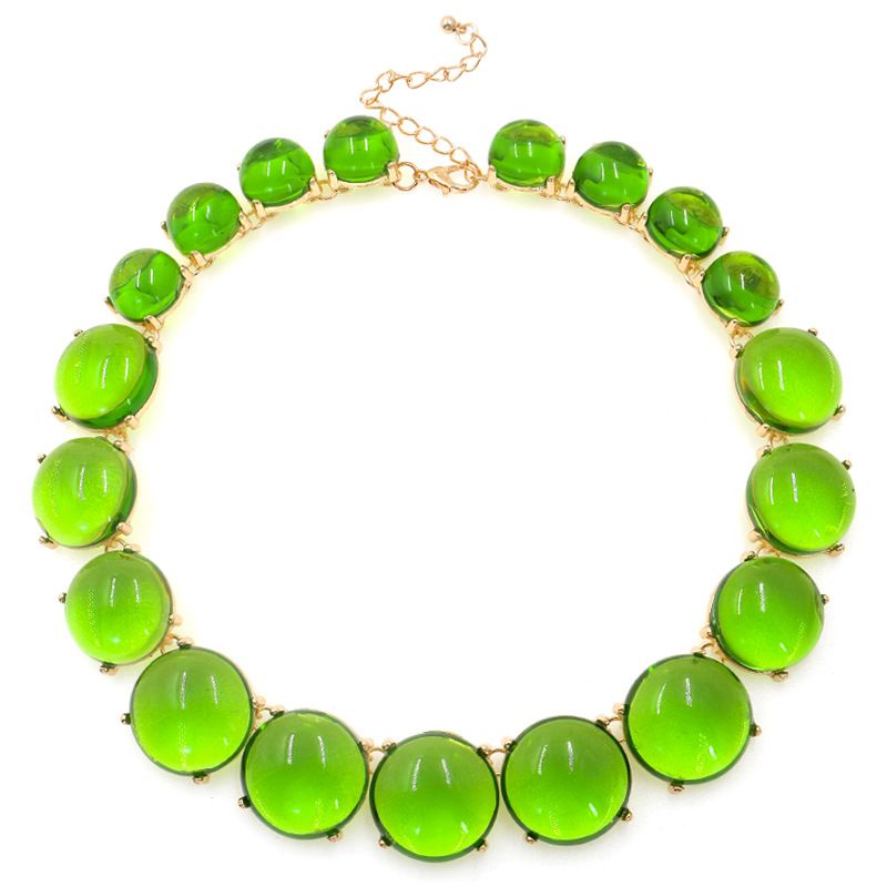 Fashion Green Alloy Geometric Round Resin Necklace
