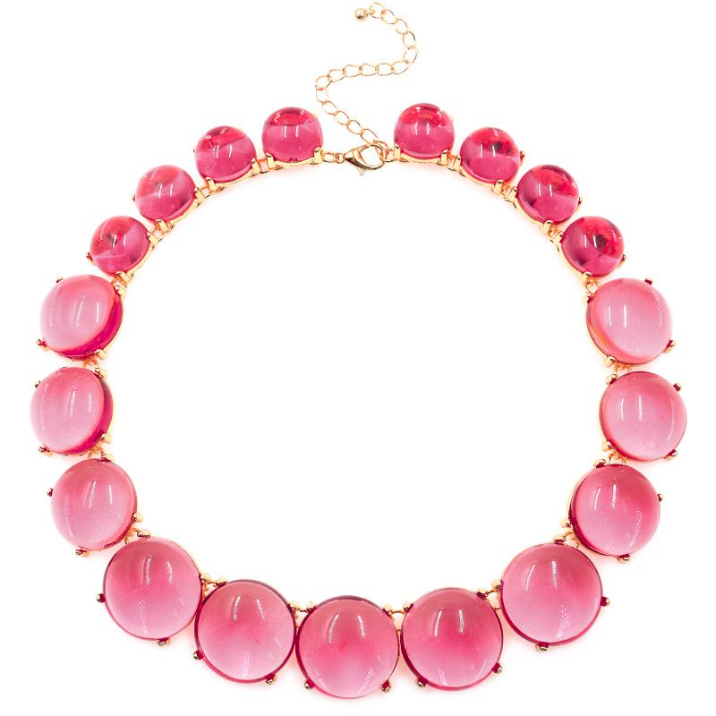 Fashion Pink Alloy Geometric Round Resin Necklace