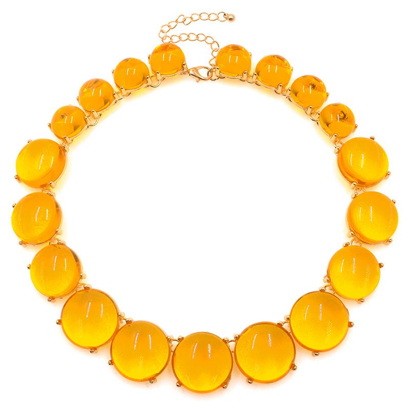 Fashion Yellow Alloy Geometric Round Resin Necklace
