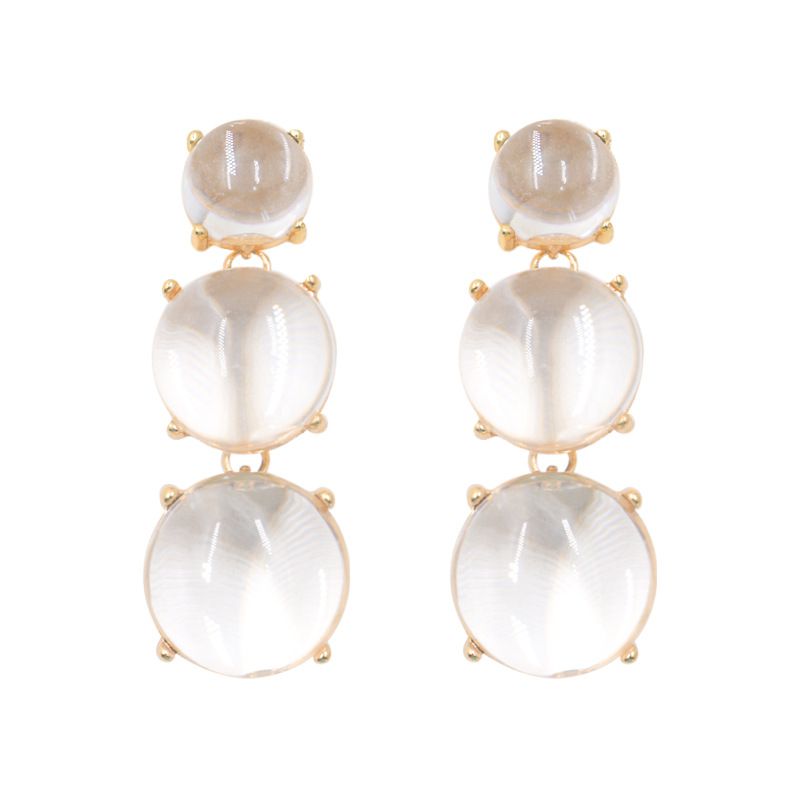 Fashion White Alloy Geometric Round Resin Earrings