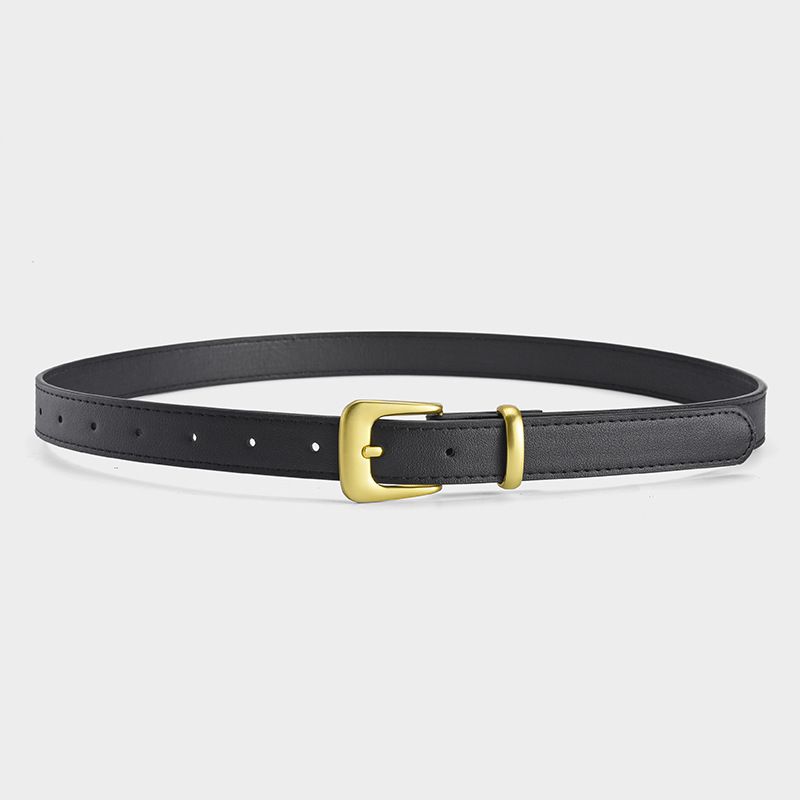 Fashion 9# Thin Leather Belt With Metal Buckle